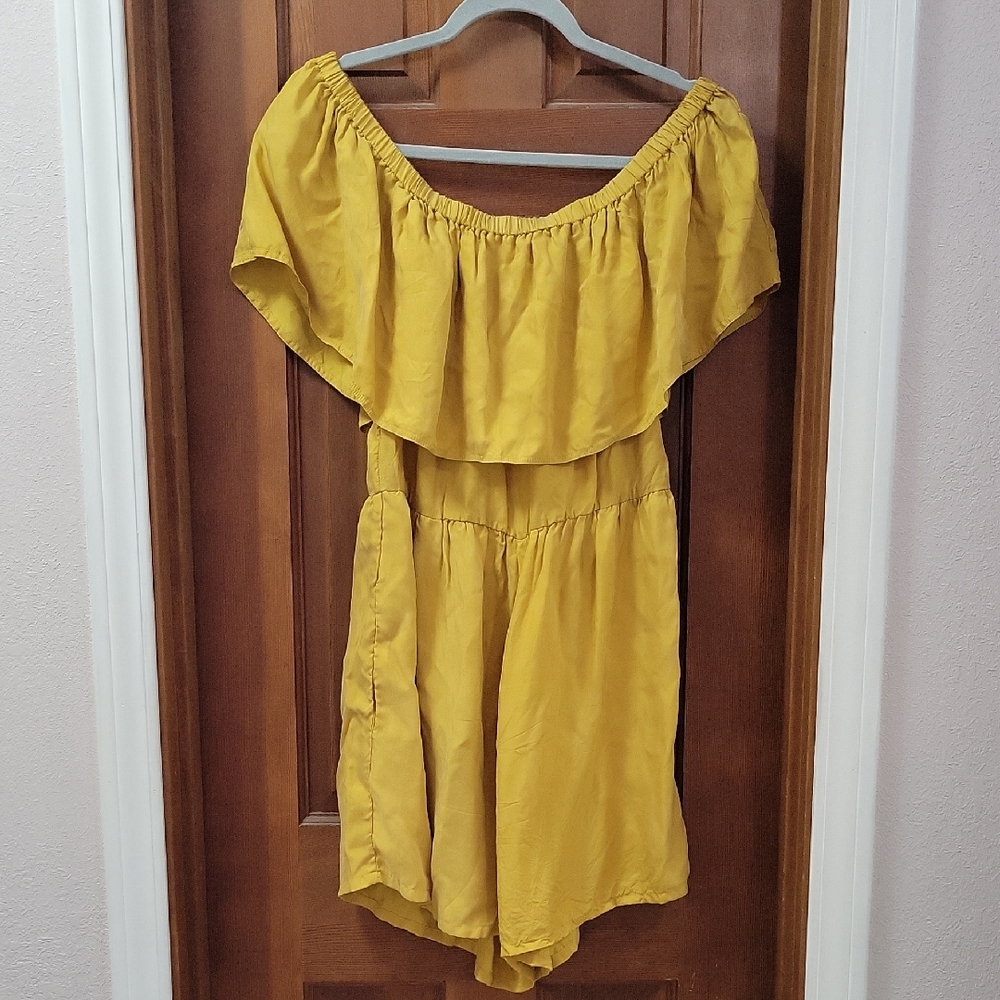 Bel Kazan Mustard Off-Shoulder Romper